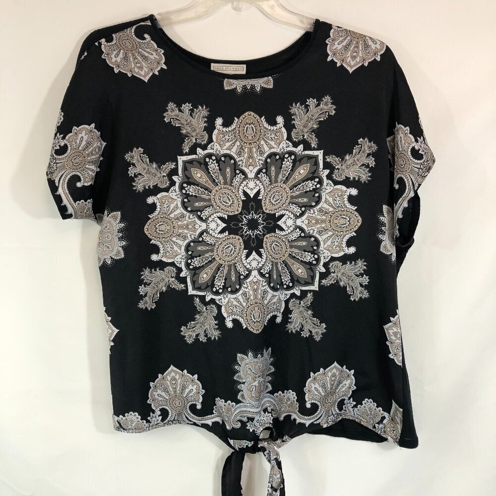 Dana Buchman Black And Tan Top Size Large